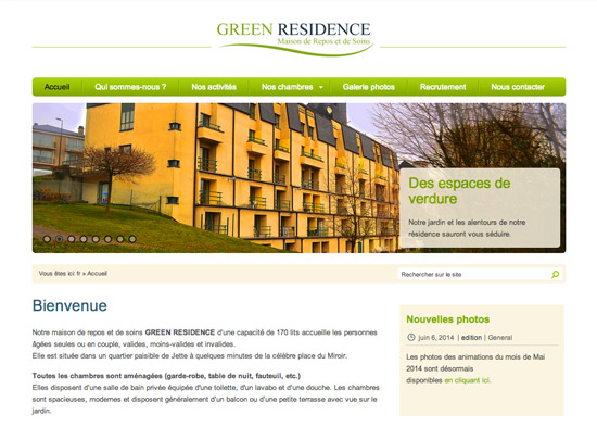 Site Internet de la Maison de repos Green Residence